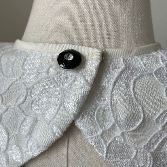 NWT Vintage 80s Susan Rossetti for Vijack Black White Midi Dress Pouf Shoulder 6 - Picture 11 of 12